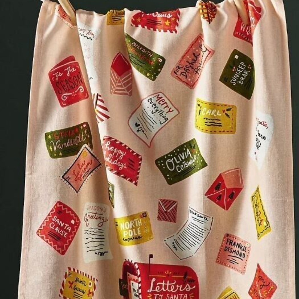 Anthropologie Letters To Santa Christmas Tea Towel - Picture 4 of 4